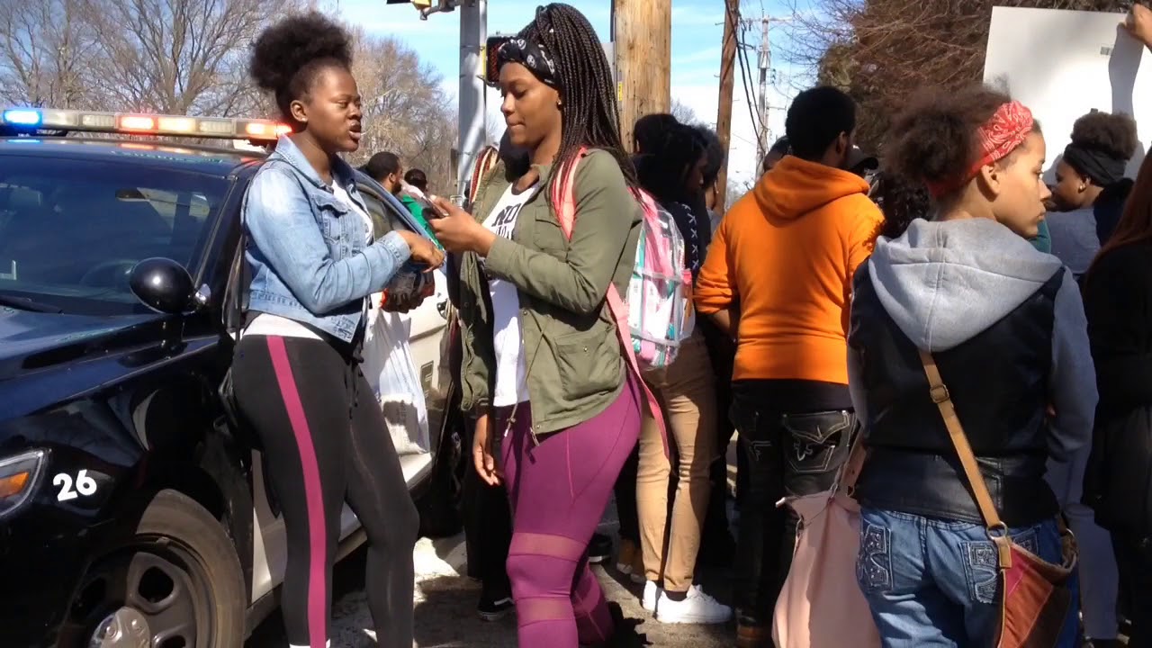Riverview Gardens High School students speak about gun violence during walk-out