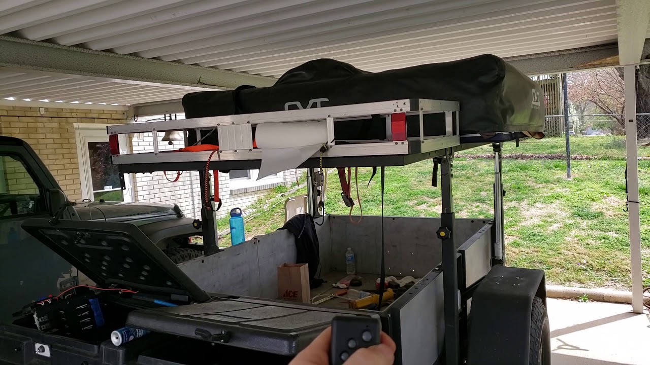 First test of the firgelli automation 4 channel rf remote and linear actuators on my camping trailer