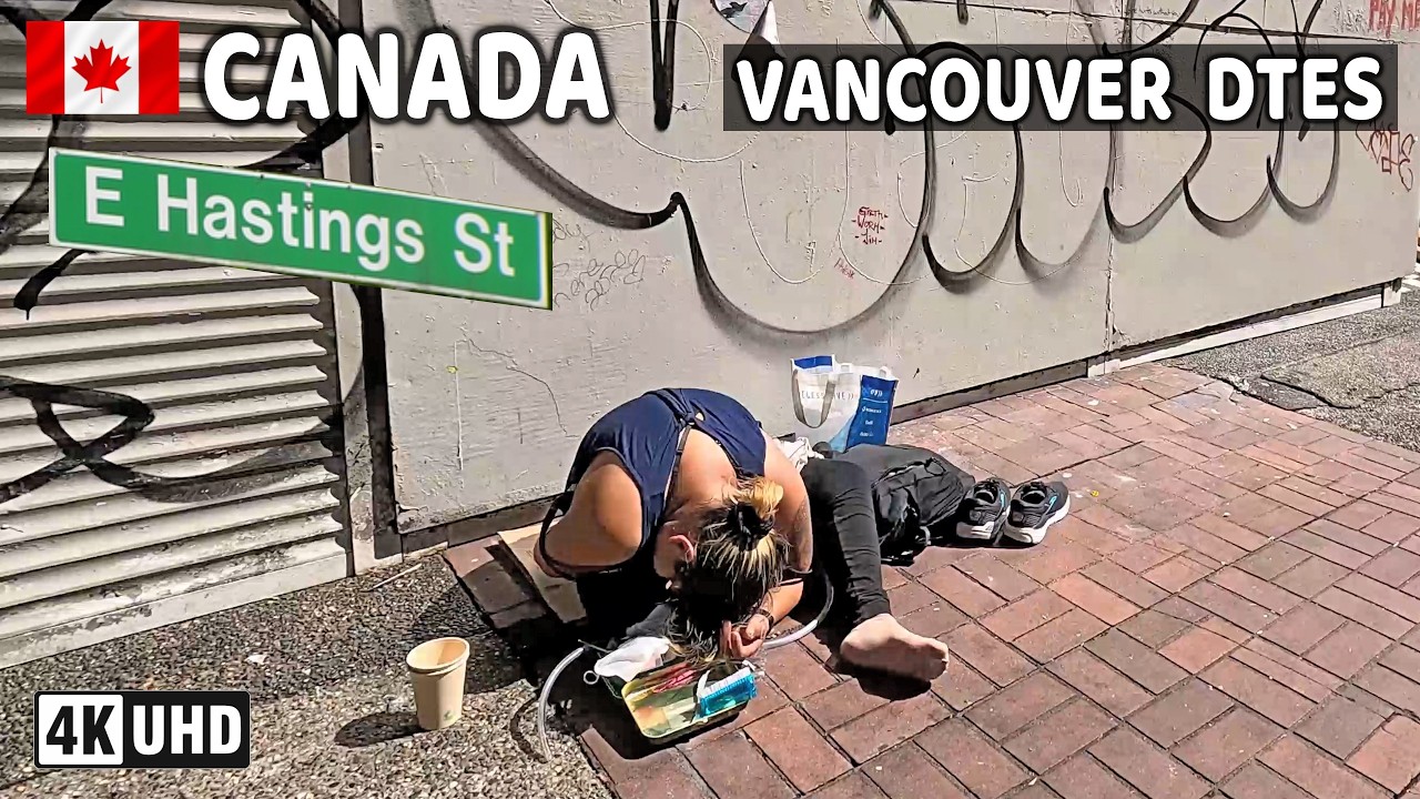 🇨🇦 【4K】 East Hastings St. Downtown Vancouver BC, Canada. Street Walk.