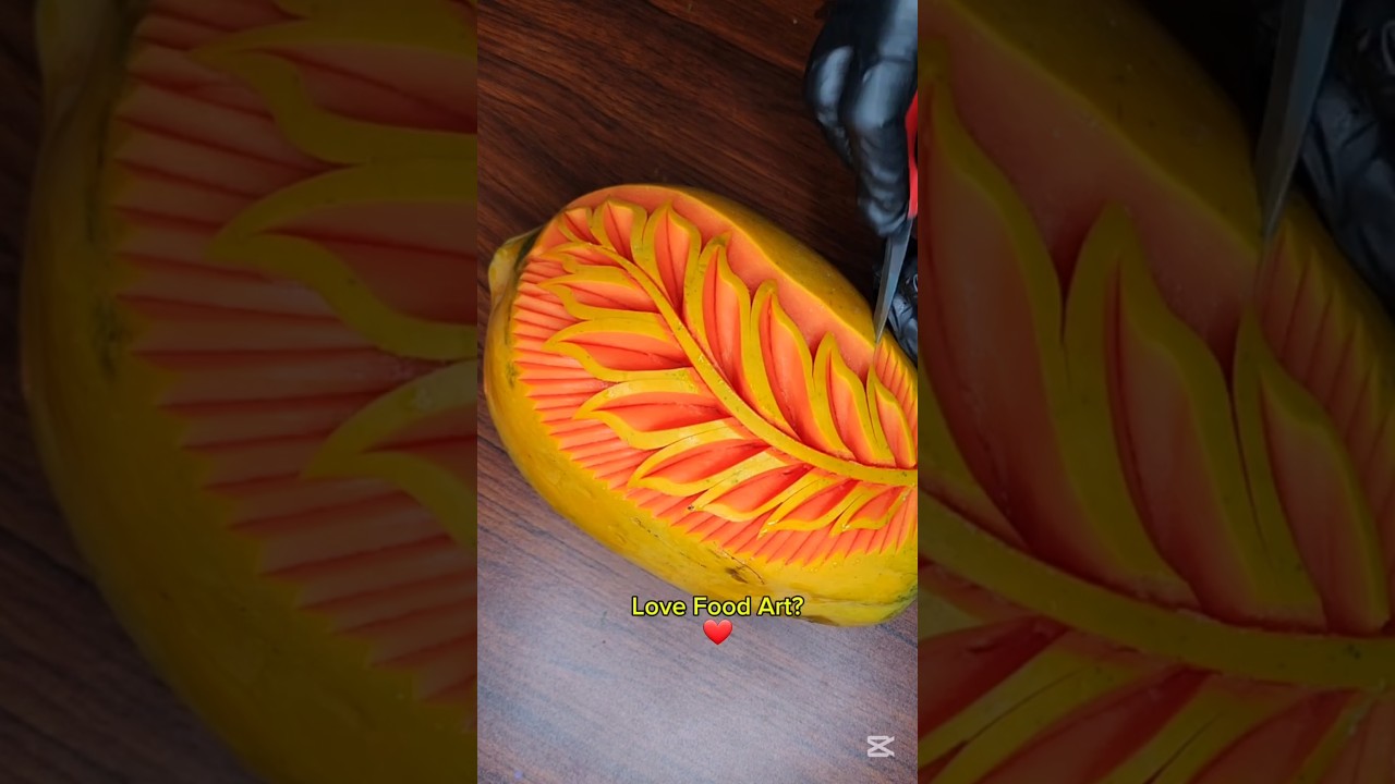 Beautiful Papaya Carving Art 🍐🔪🌿| Satisfying fruit carving 