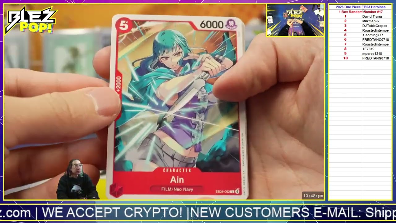 2026 One Piece Card Game EB03 Heroines Edition 1 Box Break Random Number #17