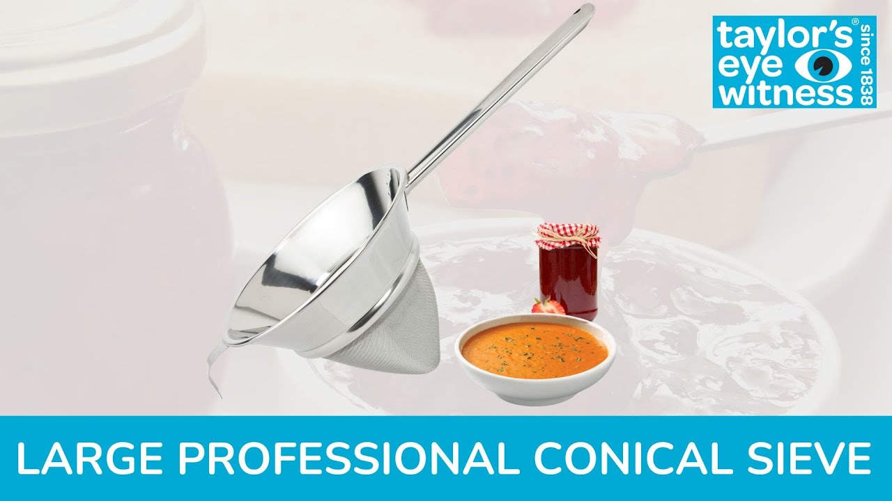 Large Robust Stainless Steel Professional Fine Mesh Conical Sieve/Strainer From Taylors Eye Witness