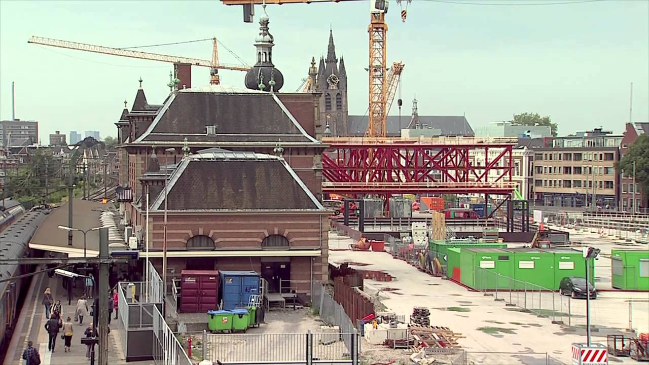 Animatie bouwlogistiek stadskantoor/stationshal Delft
