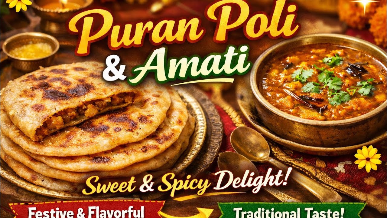 Maharashtrian Special –Puran Poli & Amati Combo| पुरणपोळी & आमटी| पूरण पोली और आमटी पारंपरिक स्वाद 	