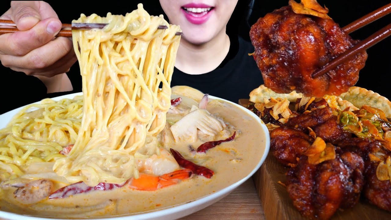 ASMR 요즘핫한 보배반점 크림짬뽕 먹방! 갈릭깐풍기까지 이조합 뭔데!~ | Cream Jjamppong & Garlic chicken | Eating Sounds Mukbang