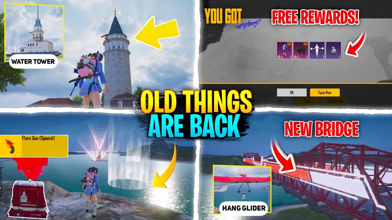 🤯PUBG MOBILE Old UPDATE THINGS Are Back | Free Rewards | New Bridge,Towers,Hang Glider