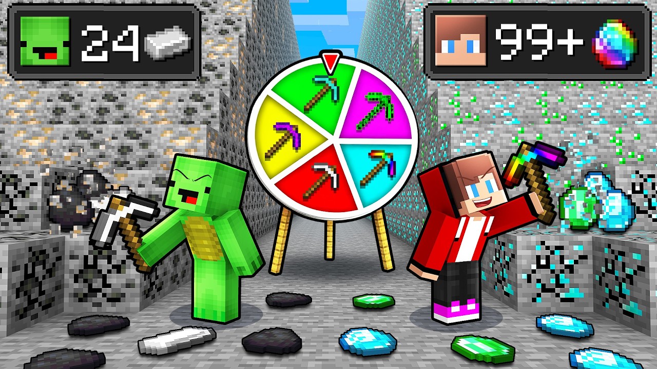 JJ and Mikey Use ROULETTE In MINE BATTLE in Minecraft - Maizen