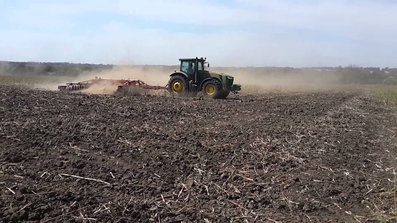 John Deere 8310R, Kverneland Visio200 по подсолнуху