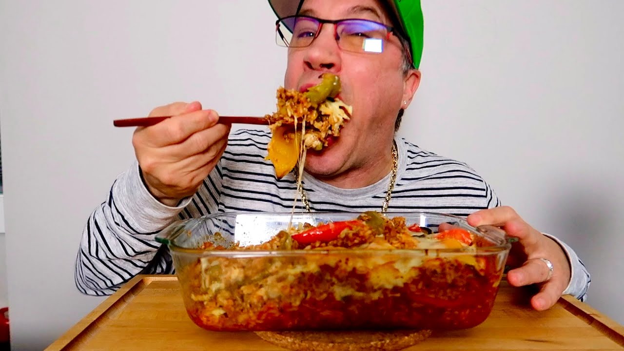  ASMR • Cheesy Sloppy Joes Stuffed Peppers Casserole • Mukbang • Feast • Seanusca Food ! 