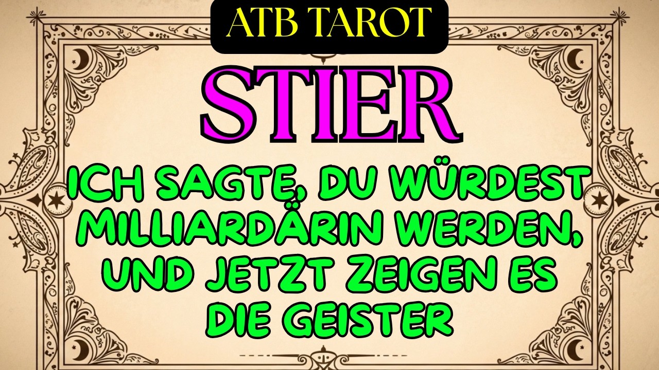STIER: GROSSE FREUDE IM FINANZBEREICH 🤑 EIN FLUCH TREIBT DIE LIEBE WEG