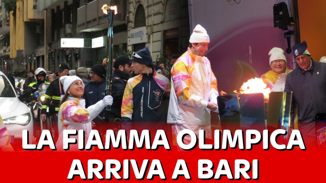 LA FIAMMA OLIMPICA DI MILANO CORTINA 2026 ARRIVA A BARI, SFILATA ED ACCENSIONE DEL BRACIERE