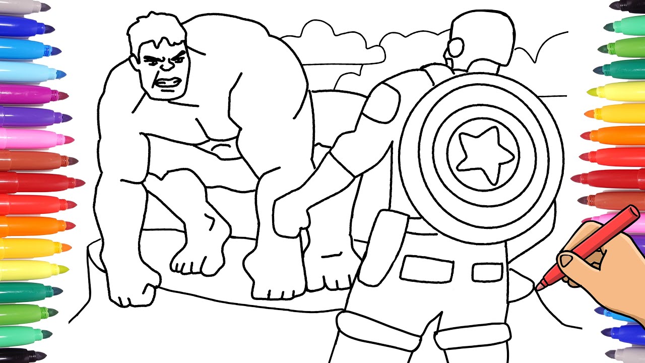 CAPTAIN AMERICA AND HULK - HOW TO DRAW THE AVENGERS CAPTAIN AMERICA VS HULK