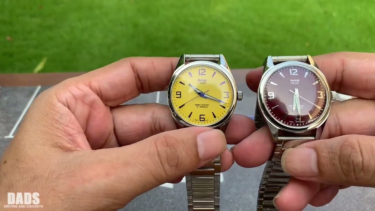 Yellow HMT Pilot Watch and HMT Pilot Maroon 2022. All 4 Arabic HMT Pilot Watches Compared.