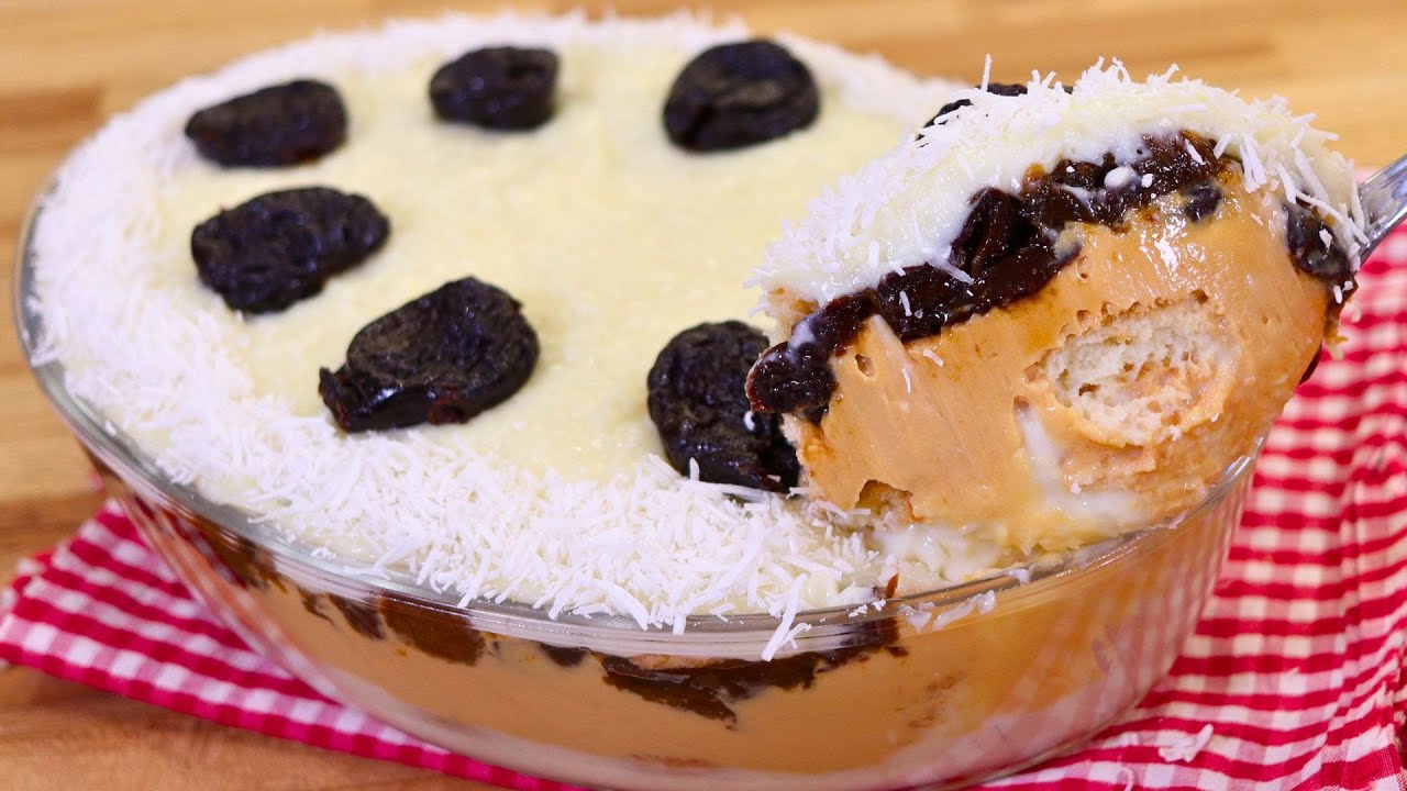PAVÊ DE OLHO DE SOGRA SUCULENTO E SUPER CREMOSO | PAVÊ GELADO DE COCO COM DOCE DE LEITE E AMEIXA