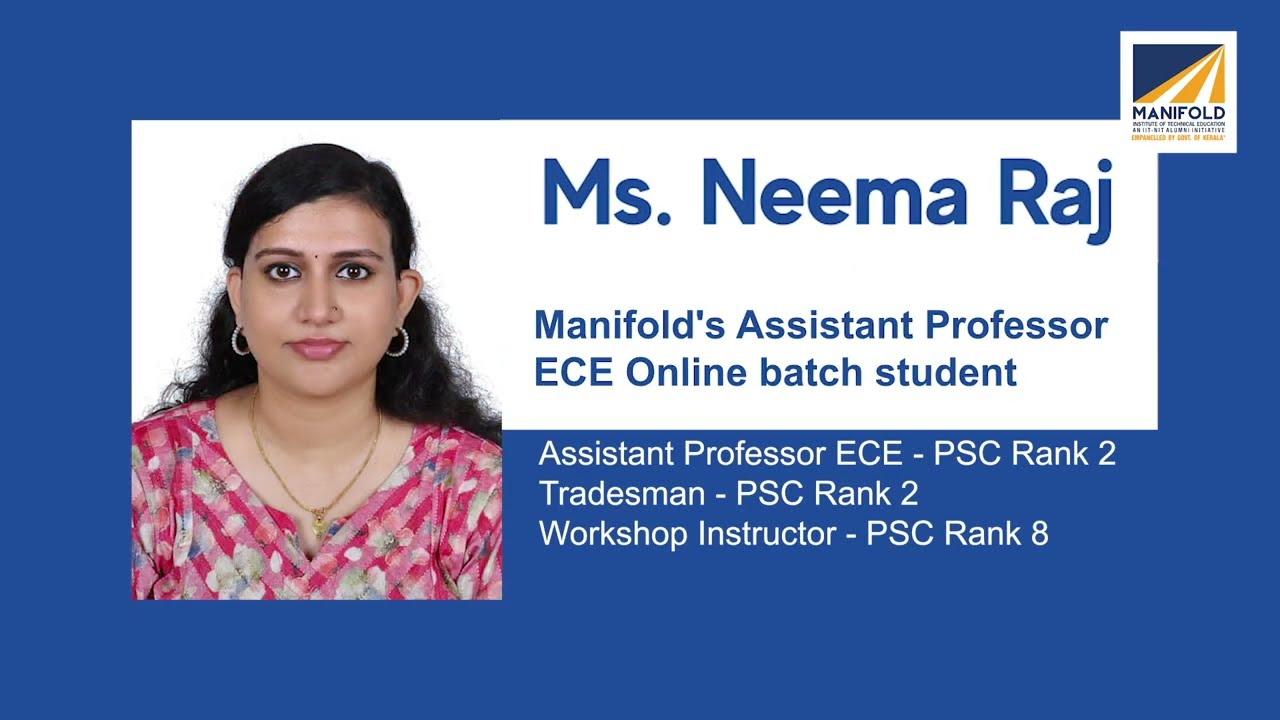 Manifold Achievers Talk | Asst Prof ECE - PSC Rank 2 | Tradesman Rank 2 | Neema Raj
