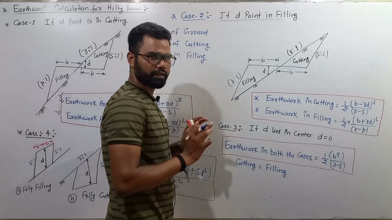 Earthwork calculation for Hilly Road partially cutting and partially filling.By Krishna Sir