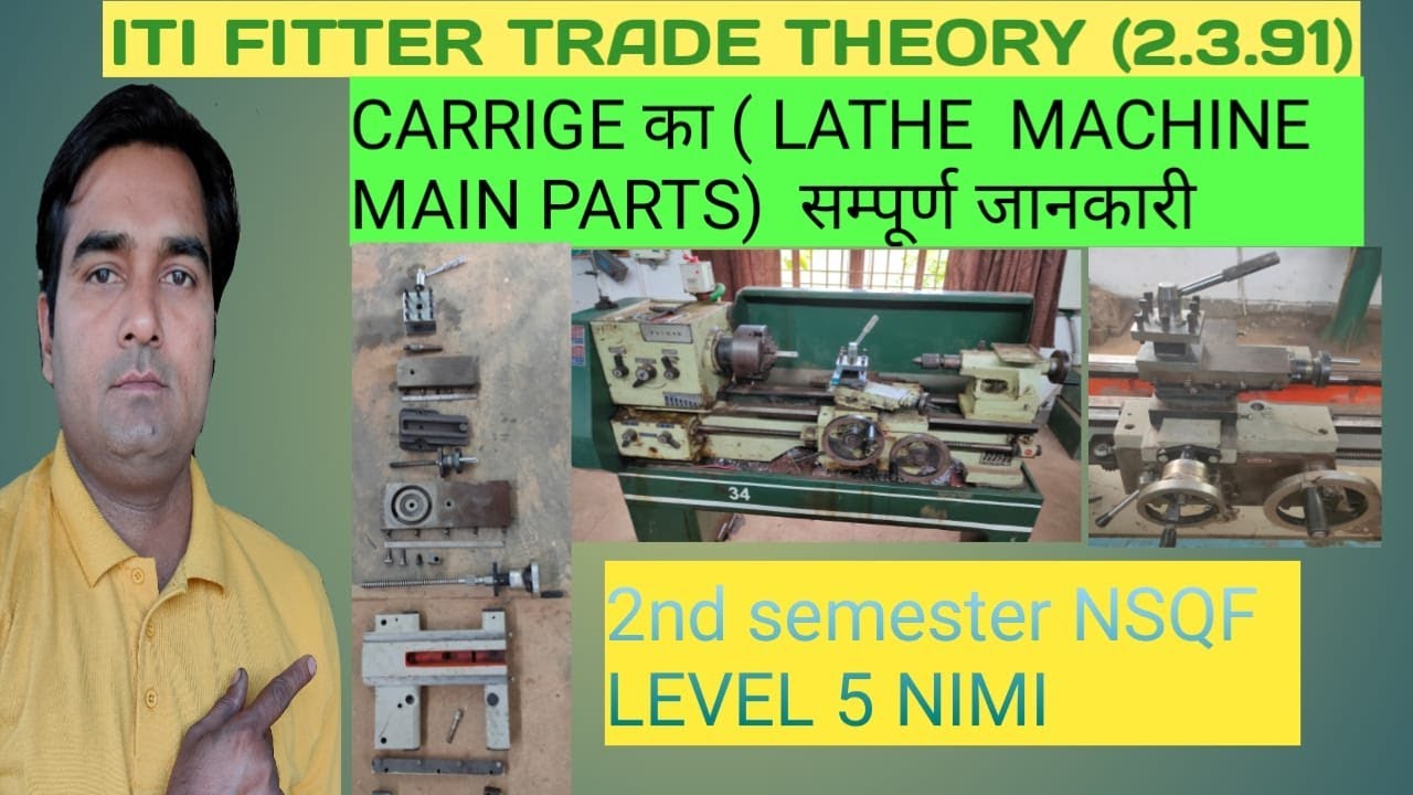 LATHE MACHINE PARTS- CARRIAGE का सम्पूर्ण जानकारी(2.3.91)/ITI FITTER  THEORY/2ND SEM.ITI FITTER AIM.