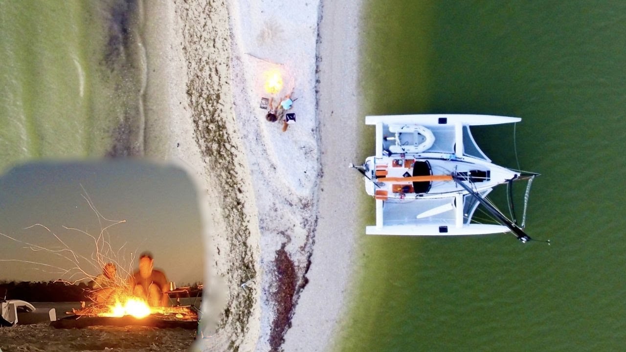 Camping on Deserted Everglades Sandbar in a Corsair 880 Trimaran