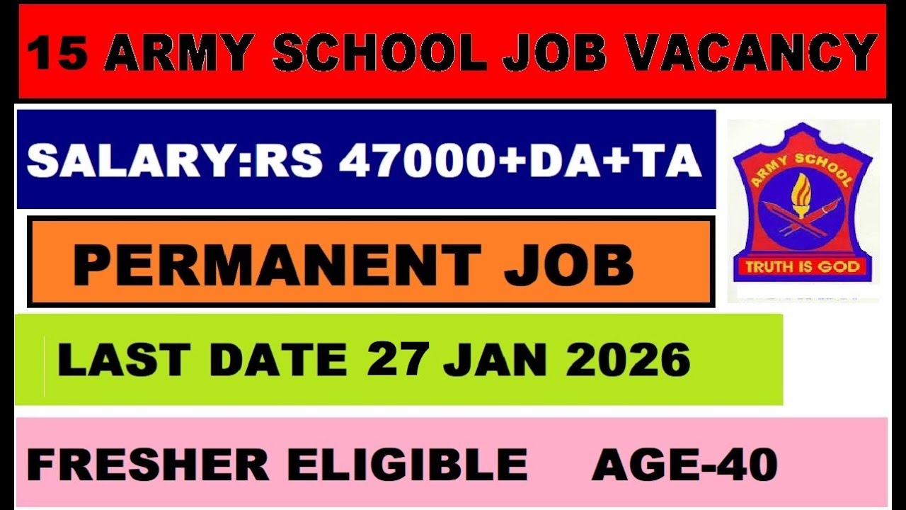 🎯 Permanent Teacher Jobs 2026 | Latest Teacher Vacancy 2026🔥  Army School Teacher Vacancy 2026 ✅