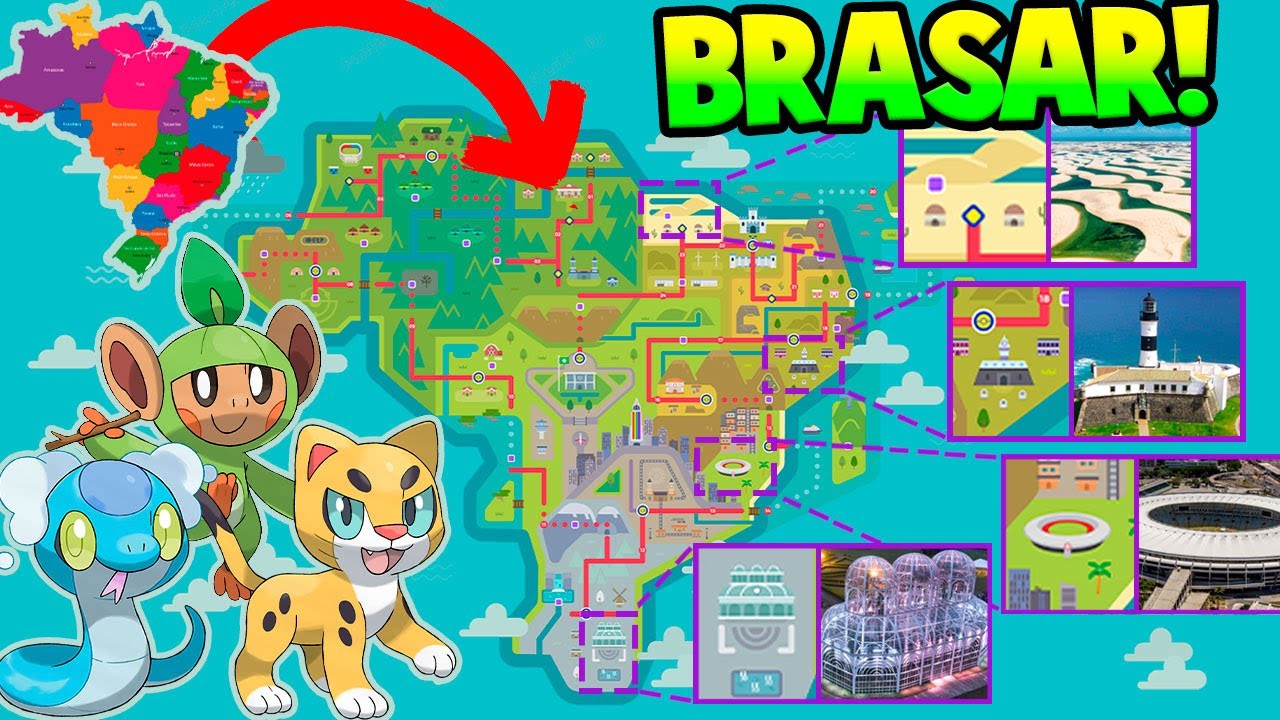MAPA DO BRASIL FOI TRANSFORMADO EM REGIÃO POKÉMON E FICOU INCRÍVEL !!
