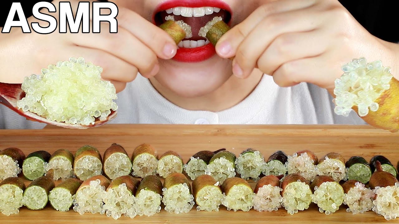 ASMR Finger Limes aka Citrus Caviar Eating Sounds | 핑거 라임 먹방 | Crunchy & Popping | MINEE EATS