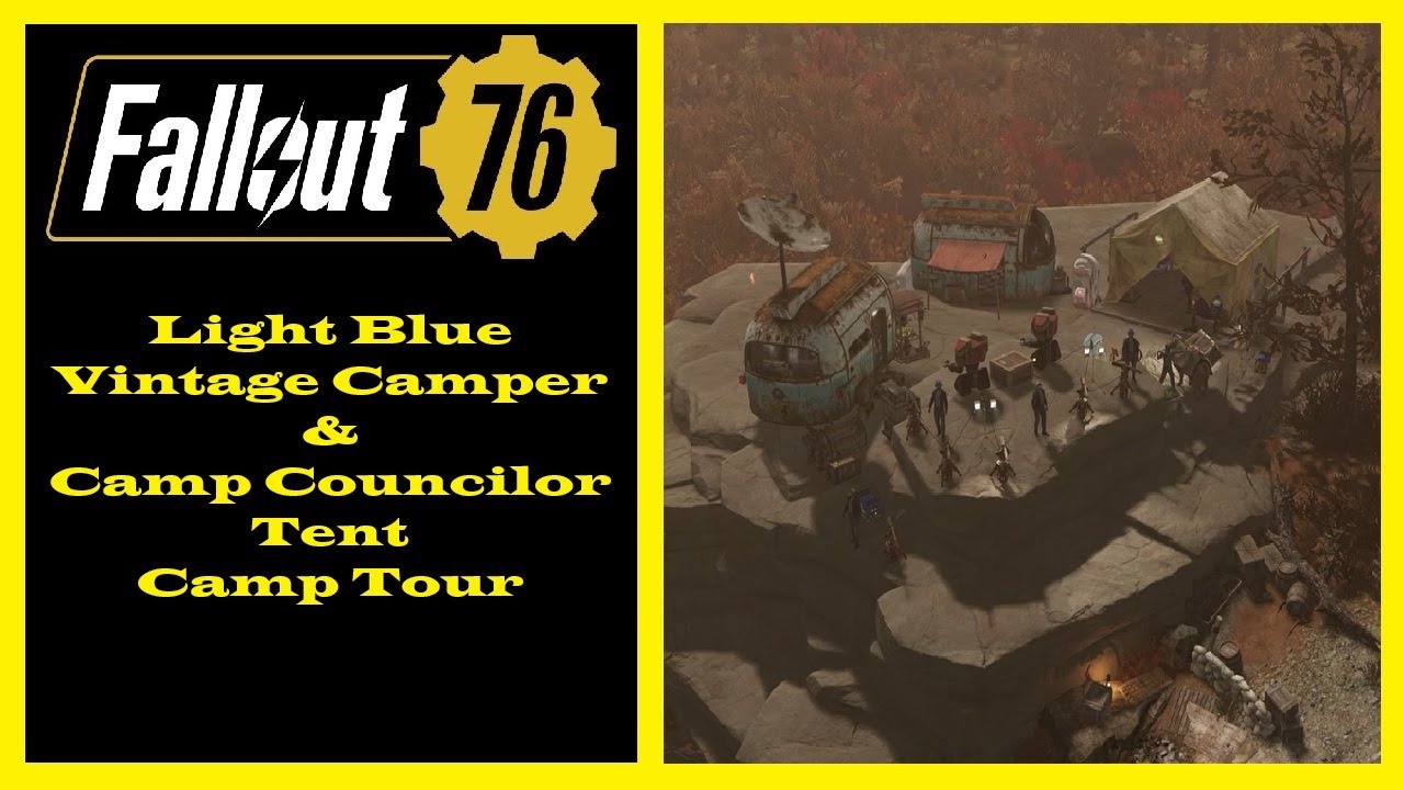 Fallout 76 Light Blue Vintage Camper Camp Tour