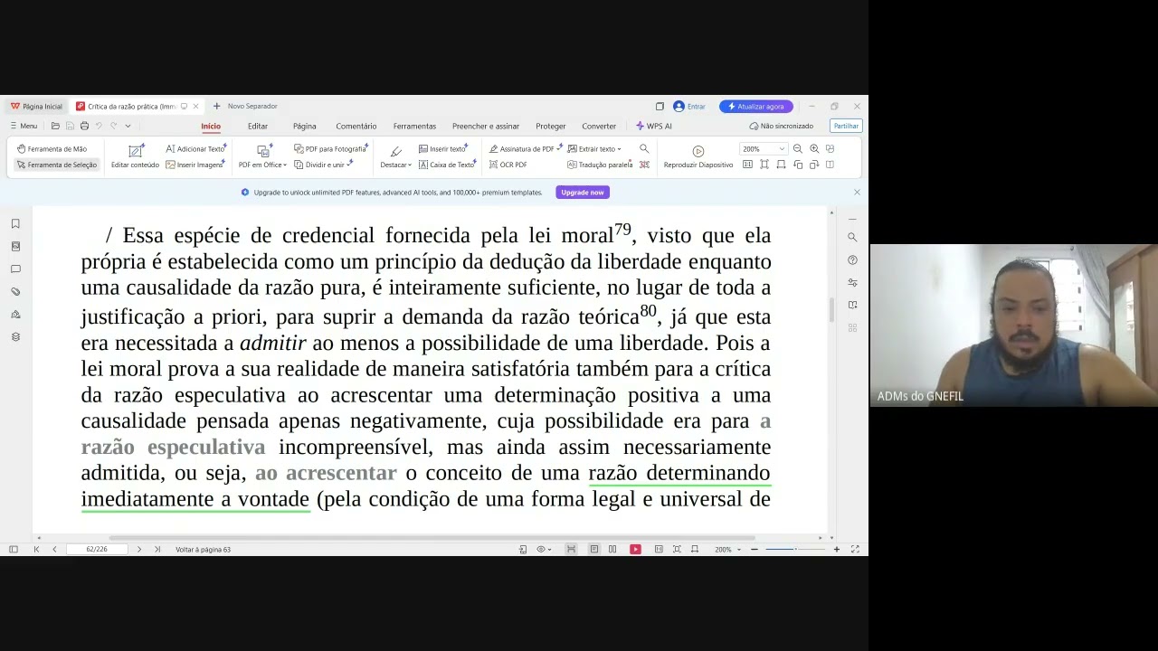 43º -  Crítica da razão prática