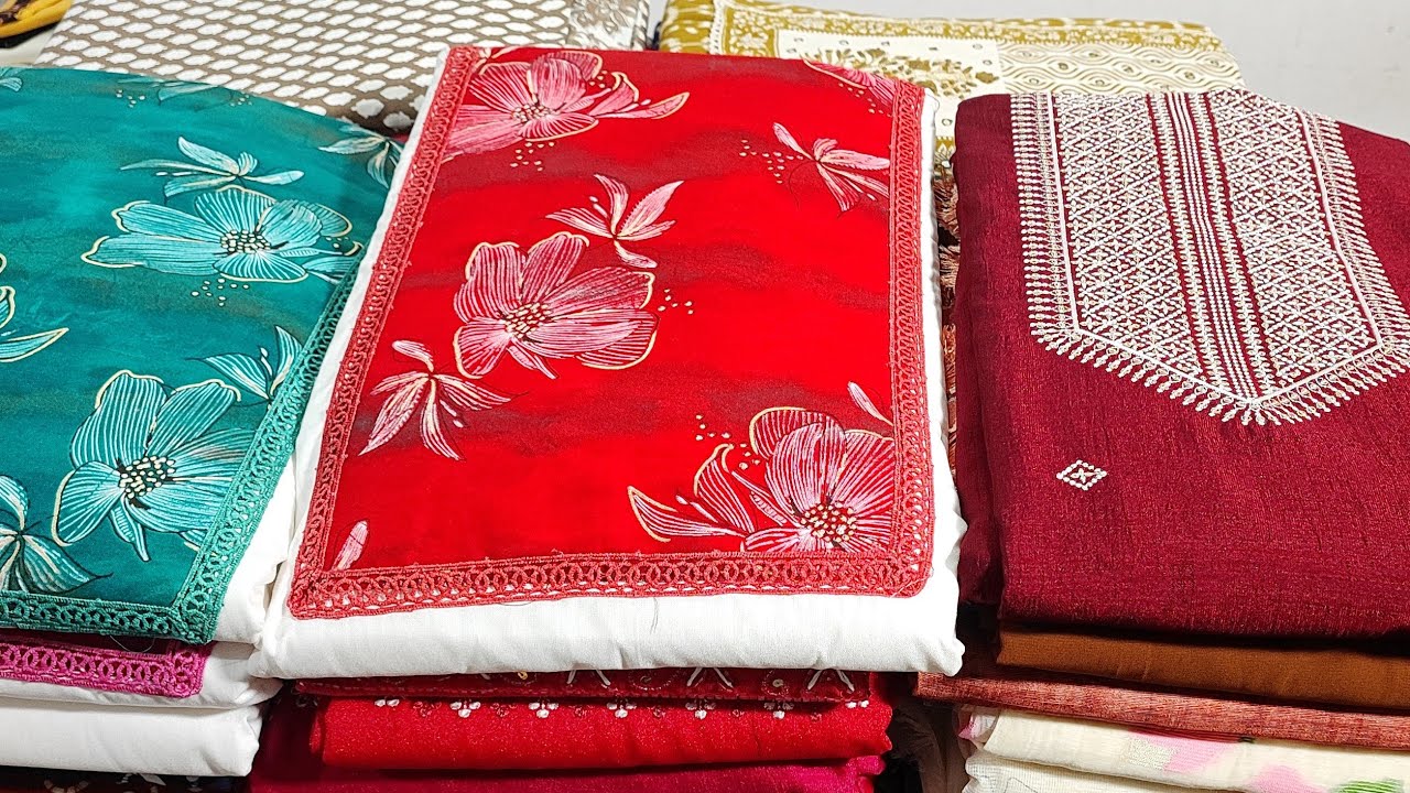 SUPERNET KOTA WITH HANDWORK BRUSHPAINT DESIGNER DUPATTA|SEMITUSSAR SILK WITH THREAD WORK DUPATTA|