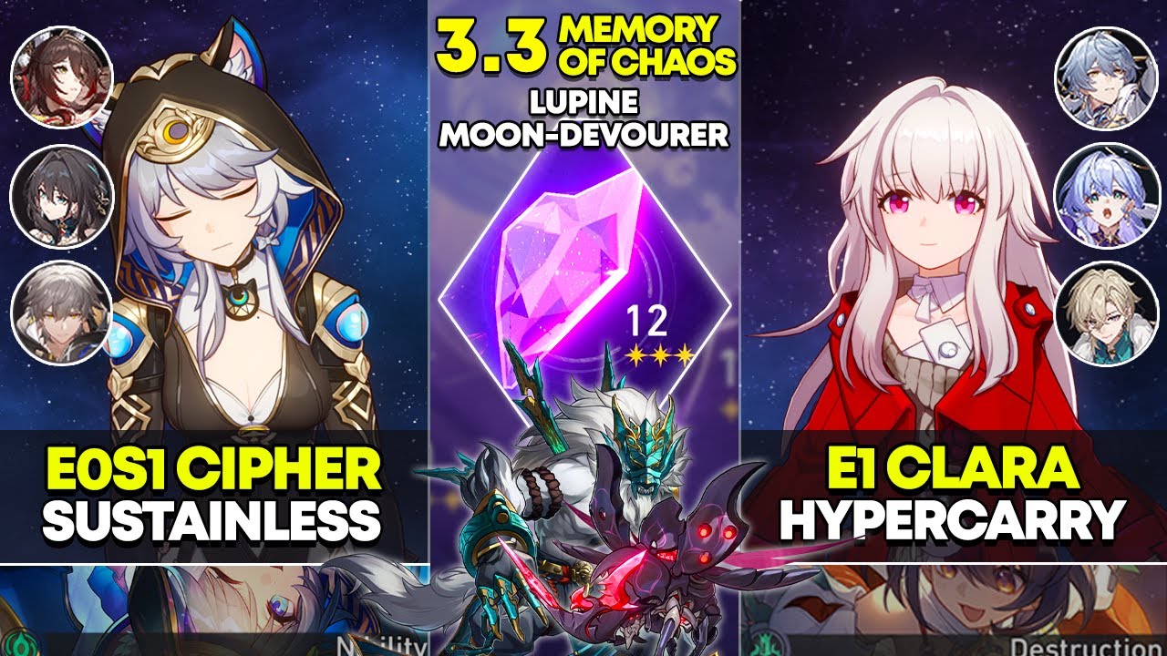 E0S1 Cipher Sustainless & E1 Clara Hypercarry | Memory of Chaos 12 | Honkai Star Rail 3.3
