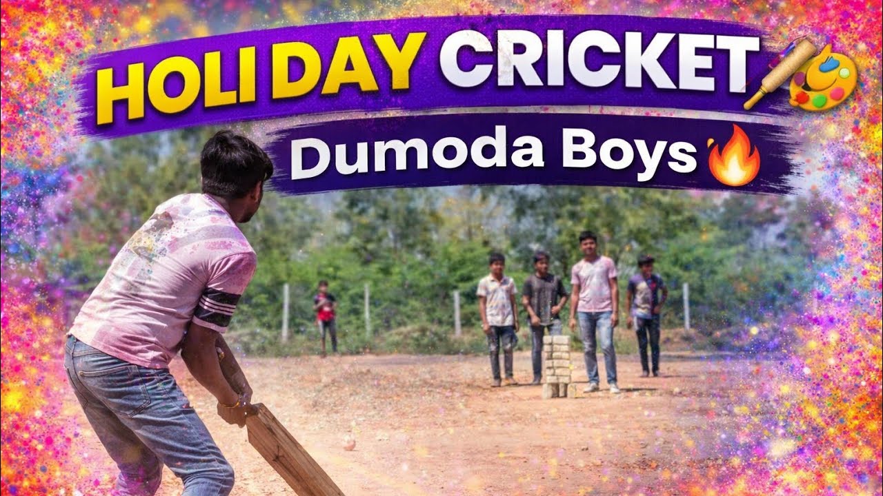 Holi ke din Dumoda ke boys ka cricket match 🏏🎨 full masti aur village vibes 😎🔥
