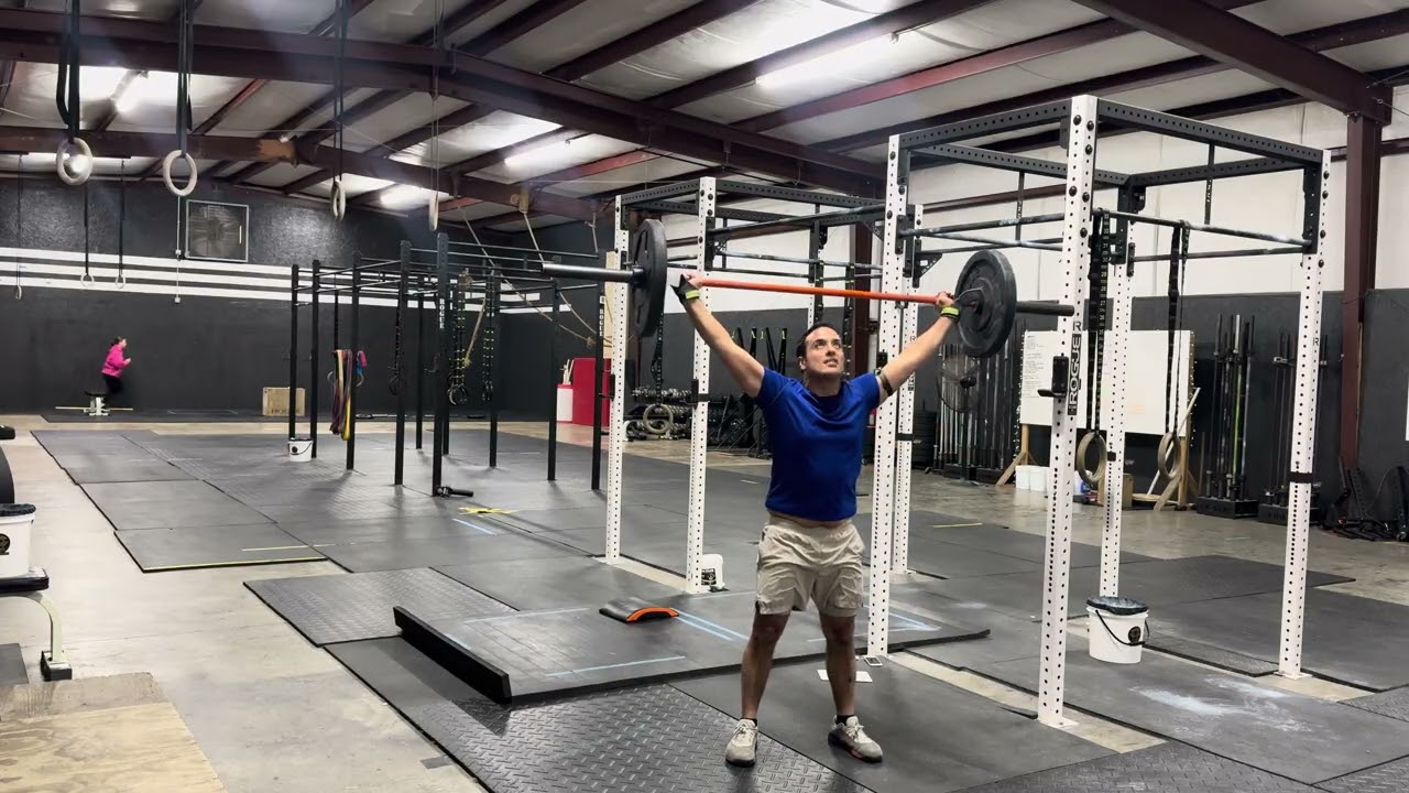 AMRAP3x4 2 Bar Muscle ups, 8 Power Snatch 75lbs, 10 Ab-Mat Sit-ups, Rest 1:00