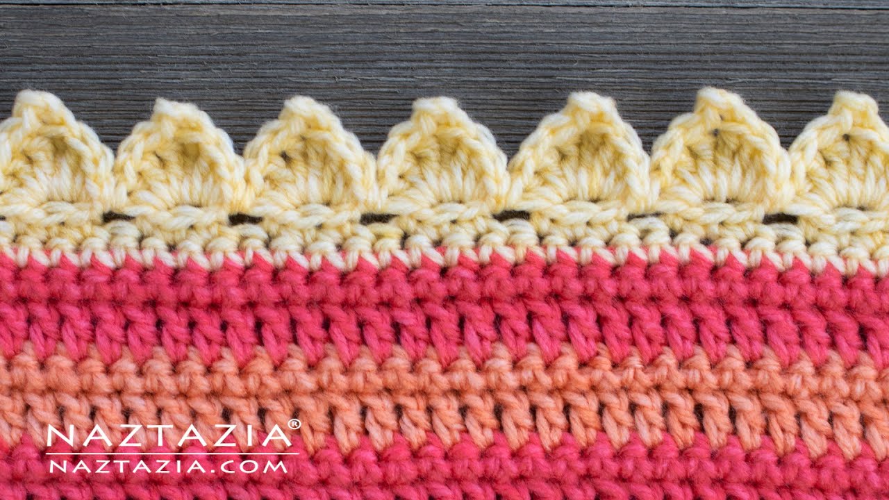 HOW to CROCHET FLAME STITCH BORDER Edging - DIY Tutorial for a Blanket Scarf Shawl by Naztazia