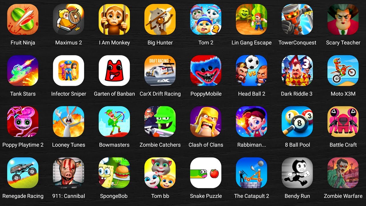 ROBLOX,Grumpy Gran,Brain Puzzle 3,Poppy Playtime 5,Slendrina The Cellar,Find the Alien 2,Squid Game