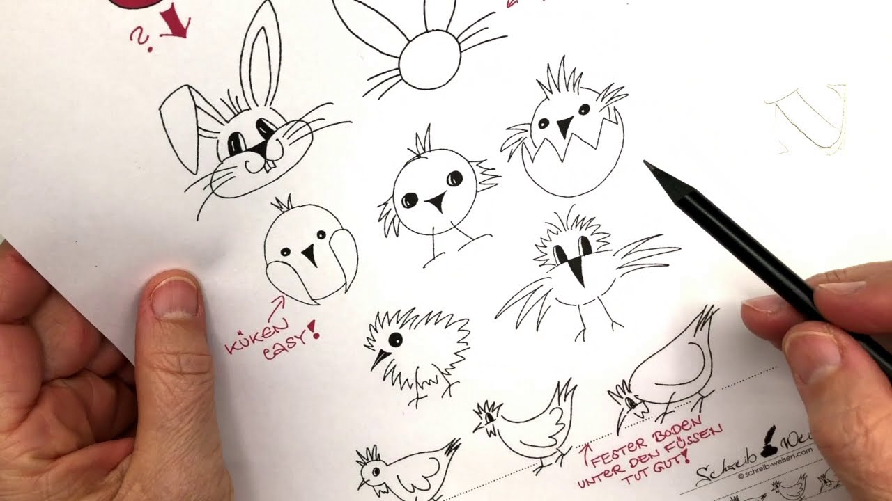 Osterkarten - Küken, Hasen & Hühner mit ein bisschen Lettering