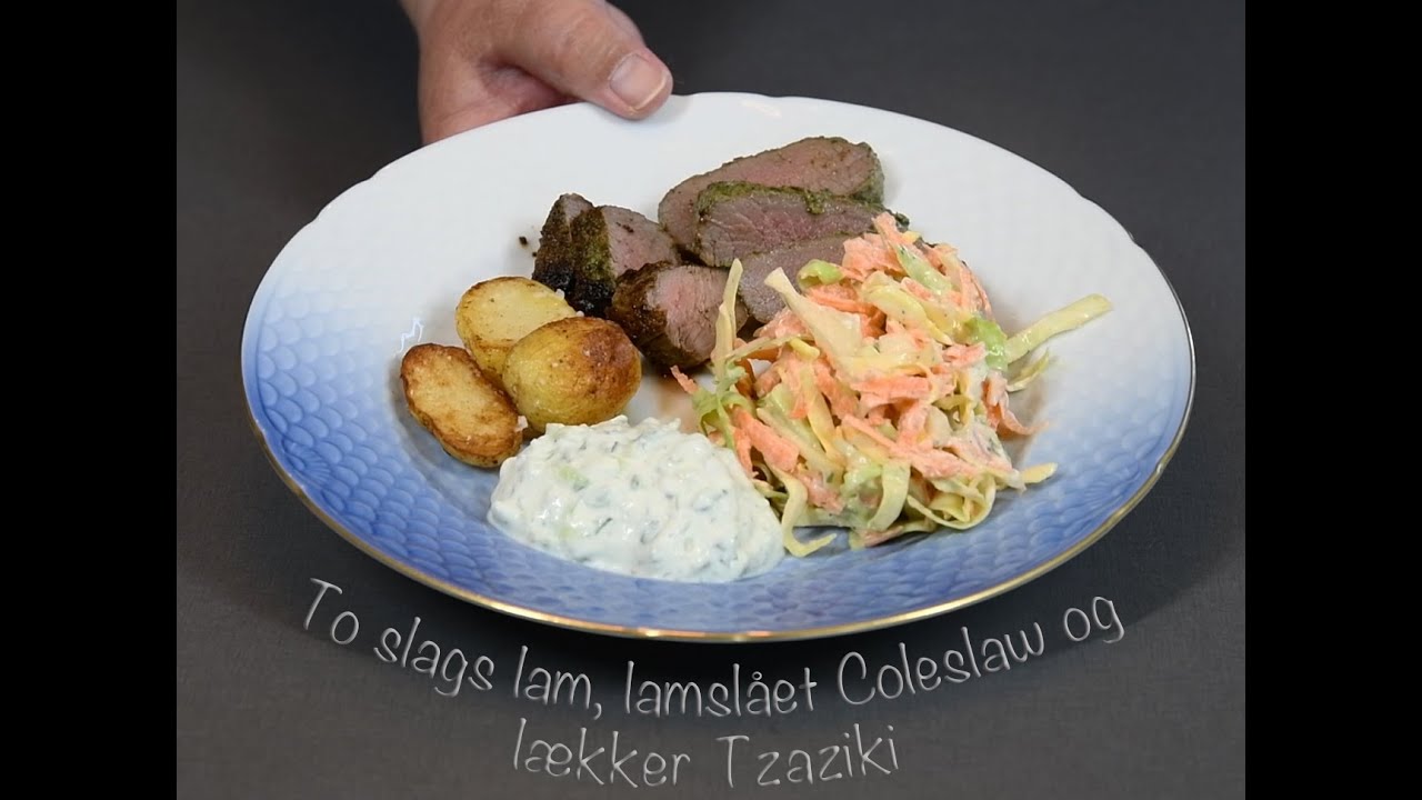 To slags lam, lamslået Coleslaw og Tzaziki