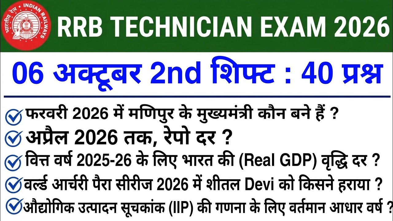 🚨RRB Technician Exam Review 2026 | Technician 6 Oct Shift 2 Exam Analysis 🎯 | STUDY 4U