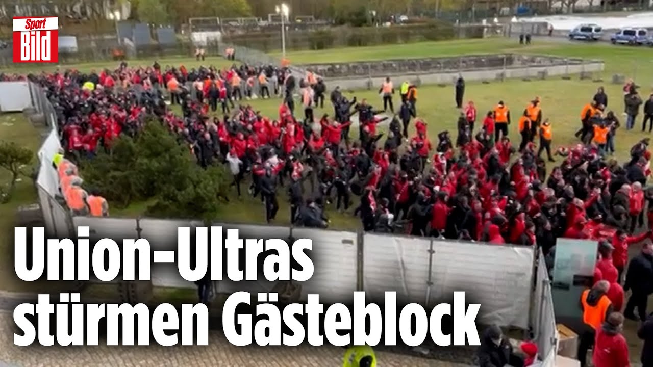Polizeieinsatz vor dem Hauptstadt-Derby: Ultras von Union Berlin st&uuml;rmen G&auml;steblock