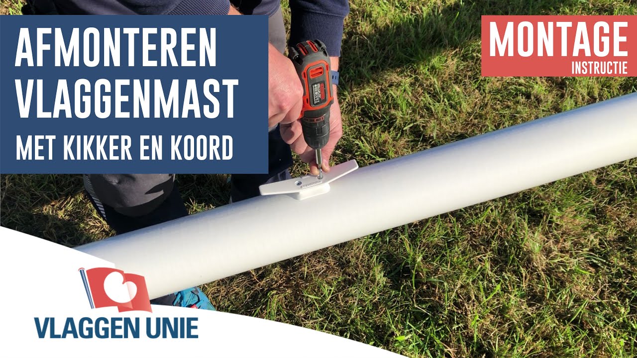 Vlaggenmast afmonteren met kikker & koord - Vlaggen Unie