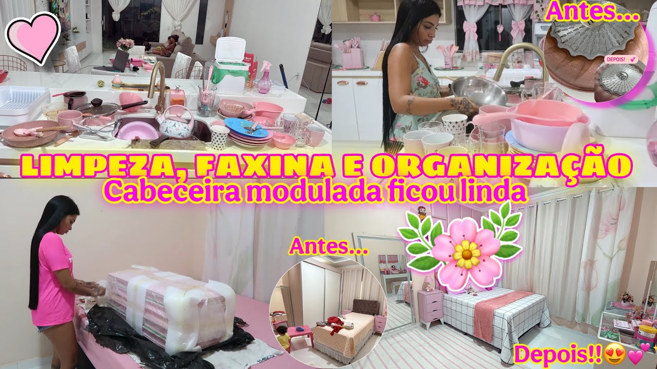 FAXINA E LIMPEZA: LAVEI LOUÇAS|| MUDAMOS TUDO NOVAMENTE e RECEBI UMA CABECEIRA LINDA ||AMEI TUDO💕🧹