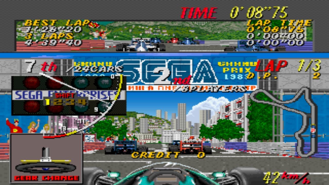 Super Monaco GP - Sega X Board Hardware - All  Machine ID - Attract Mode