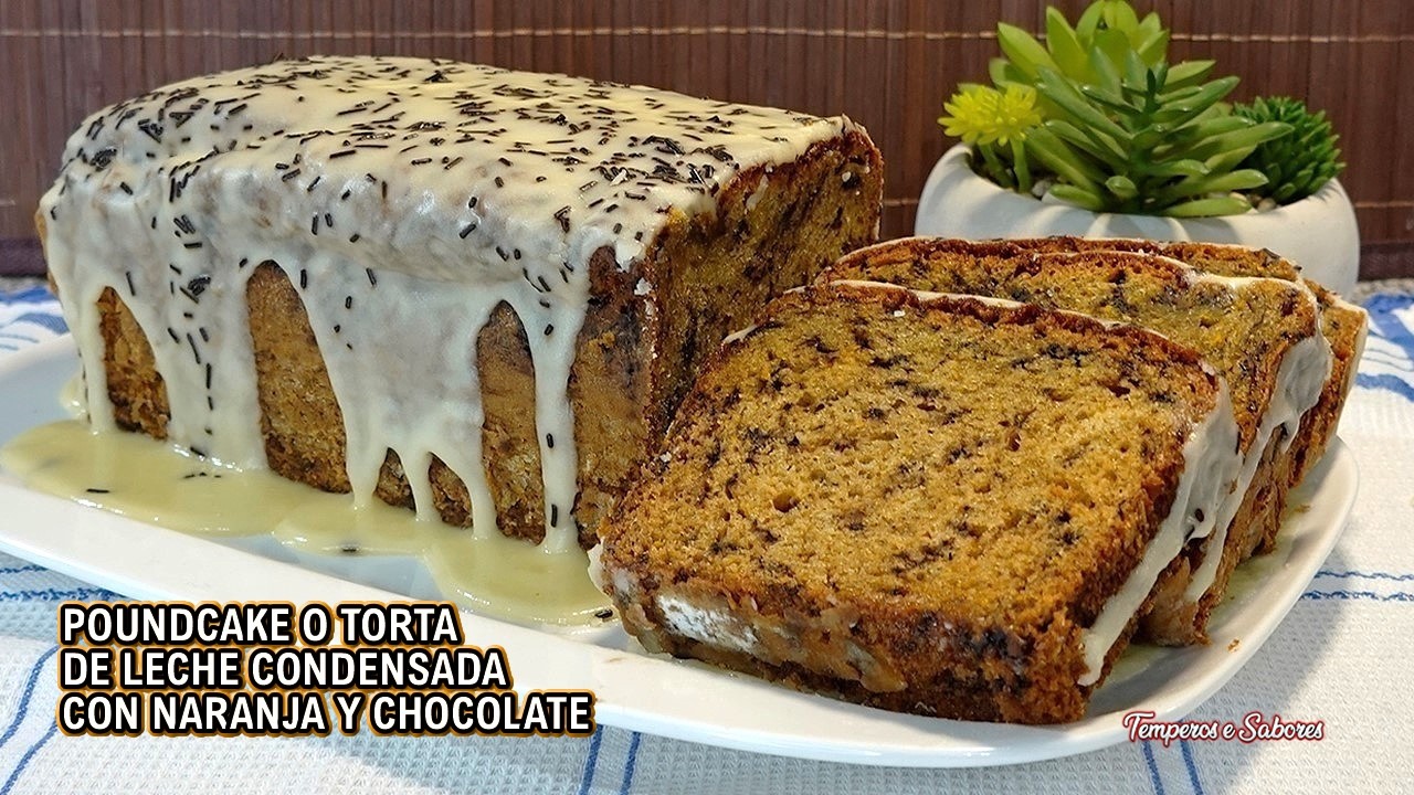 POUNDCAKE O TORTA DE LECHE CONDENSADA CON NARANJA Y CHOCOLATE Delicioso Pocos Ingredientes Muy Fácil