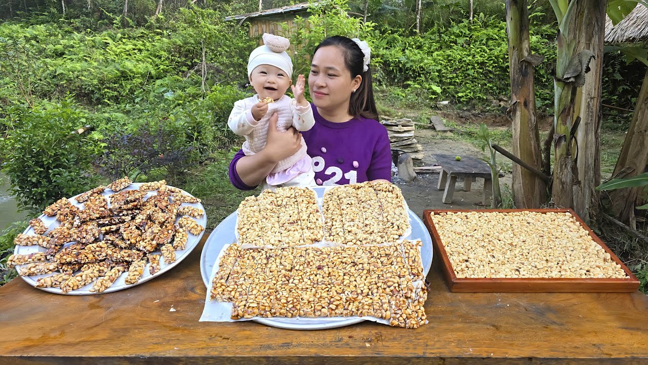 Farm Girl Makes Traditional Peanut Brittle with Honey | Crispy Homemade Candy at the Farm