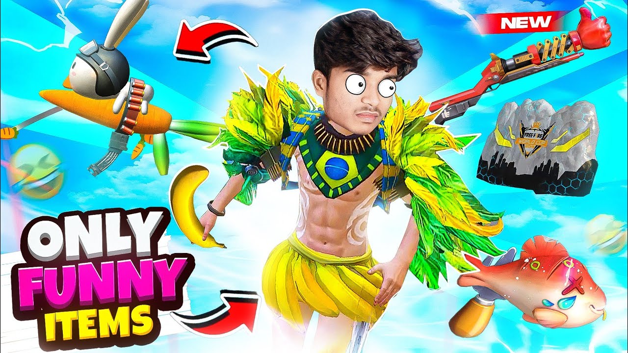 Only Funny Items 😂 Challenge in Solo Vs Squad 🔥- Free Fire