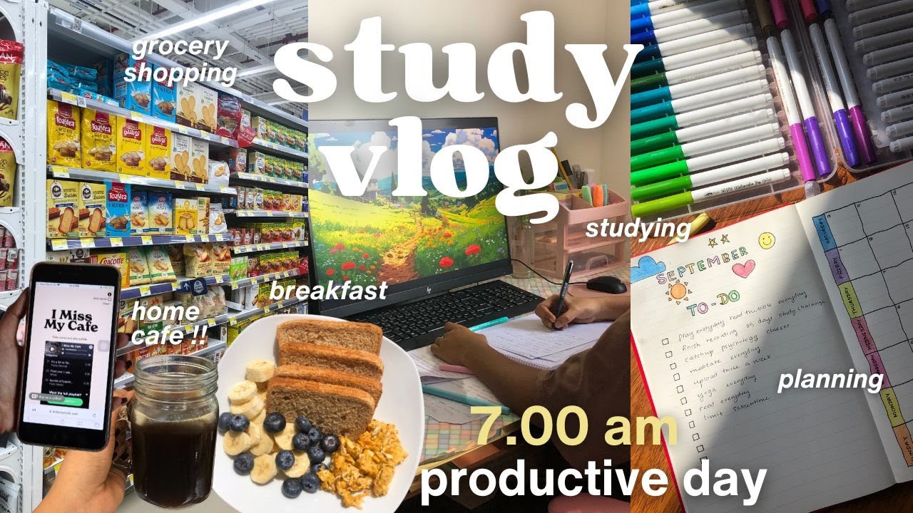 STUDY VLOG🥯 | breakfast prep, grocery shopping, studying - ලස්සන උදෑසනක් ‧₊˚♡