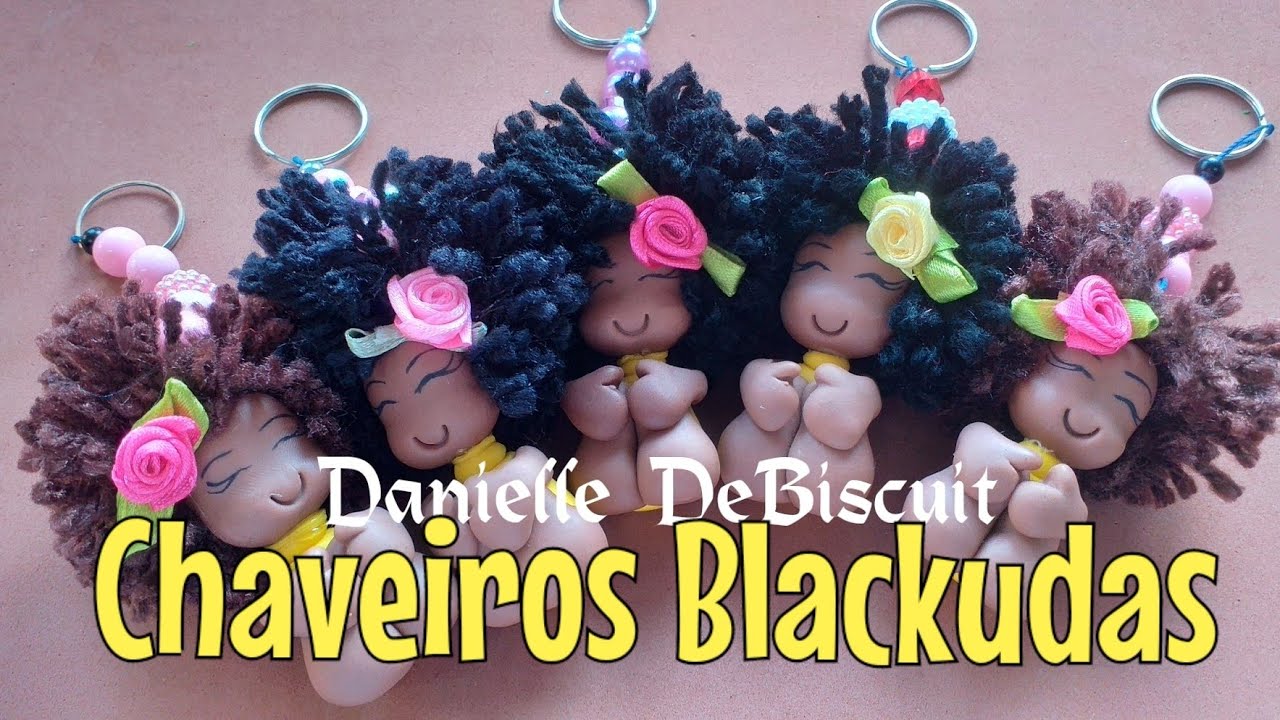 COMO FAZER CHAVEIRO BLACK?? CABELINHO BLACK COM POMPOM DE LÃ-BISCUIT