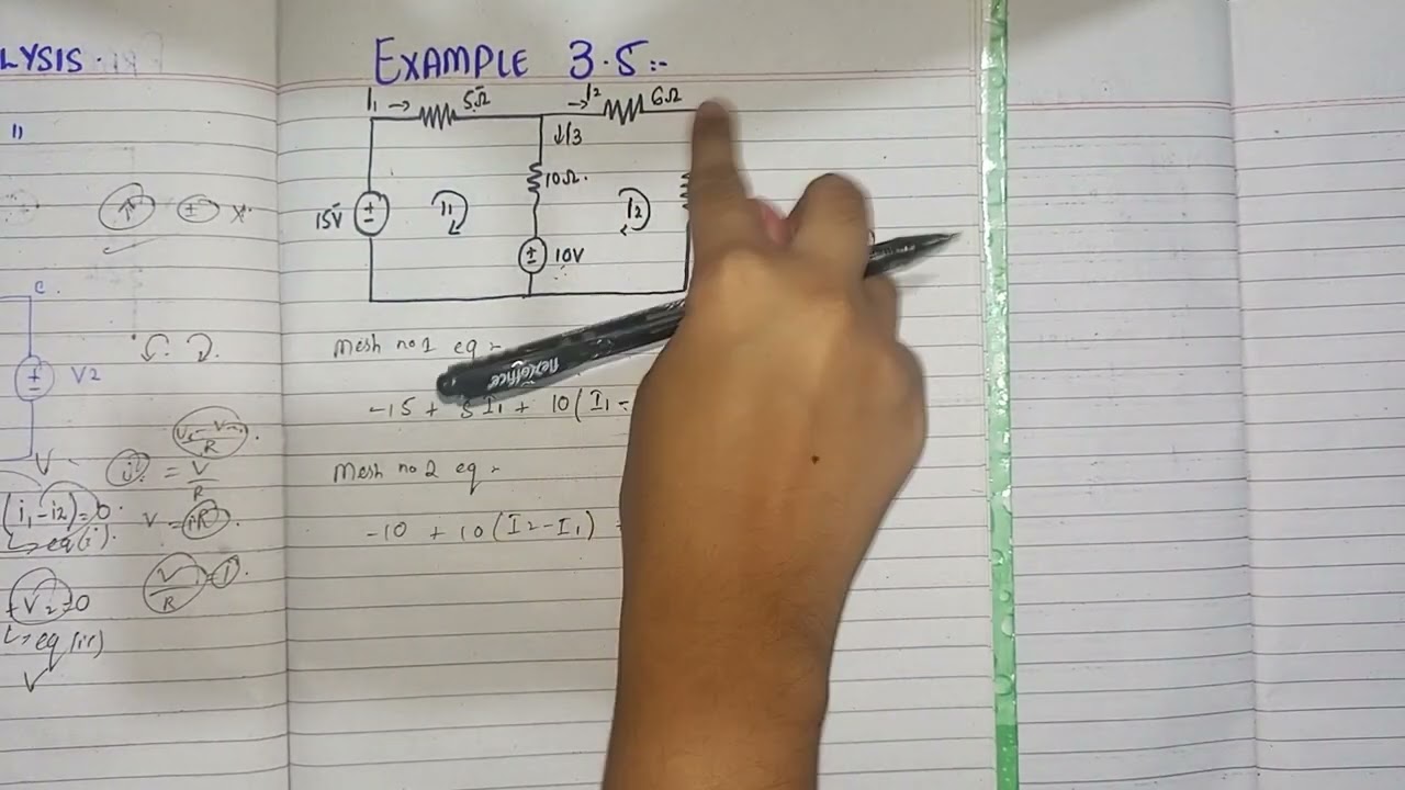Mesh analysis || Example 3.5, Practice problem 3.5.