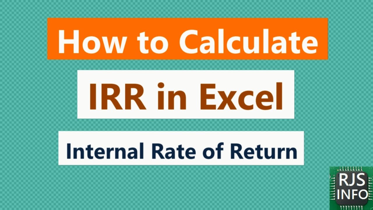 Calculate IRR  in excel | Internal rate of return formula
