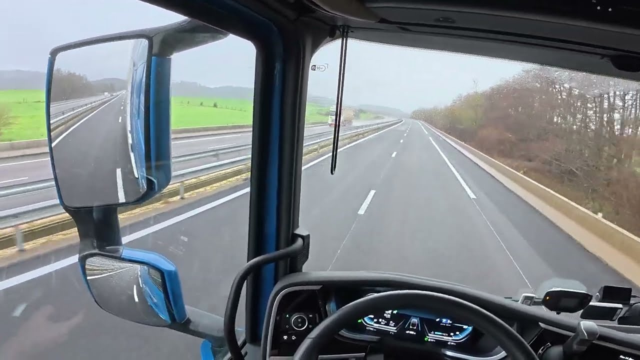 POV 4K ASMR Truck driving DAF XG via rainy and windy France (Part 1)