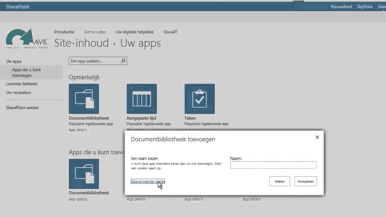 SharePoint Bibliotheek met PowerPoint sjabloon