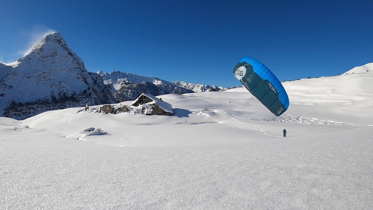 Snowkiting when snow flies - FLYSURFER PEAK4 - Alex RObin et Jeremie Marache KiTe UniT Gopro 
